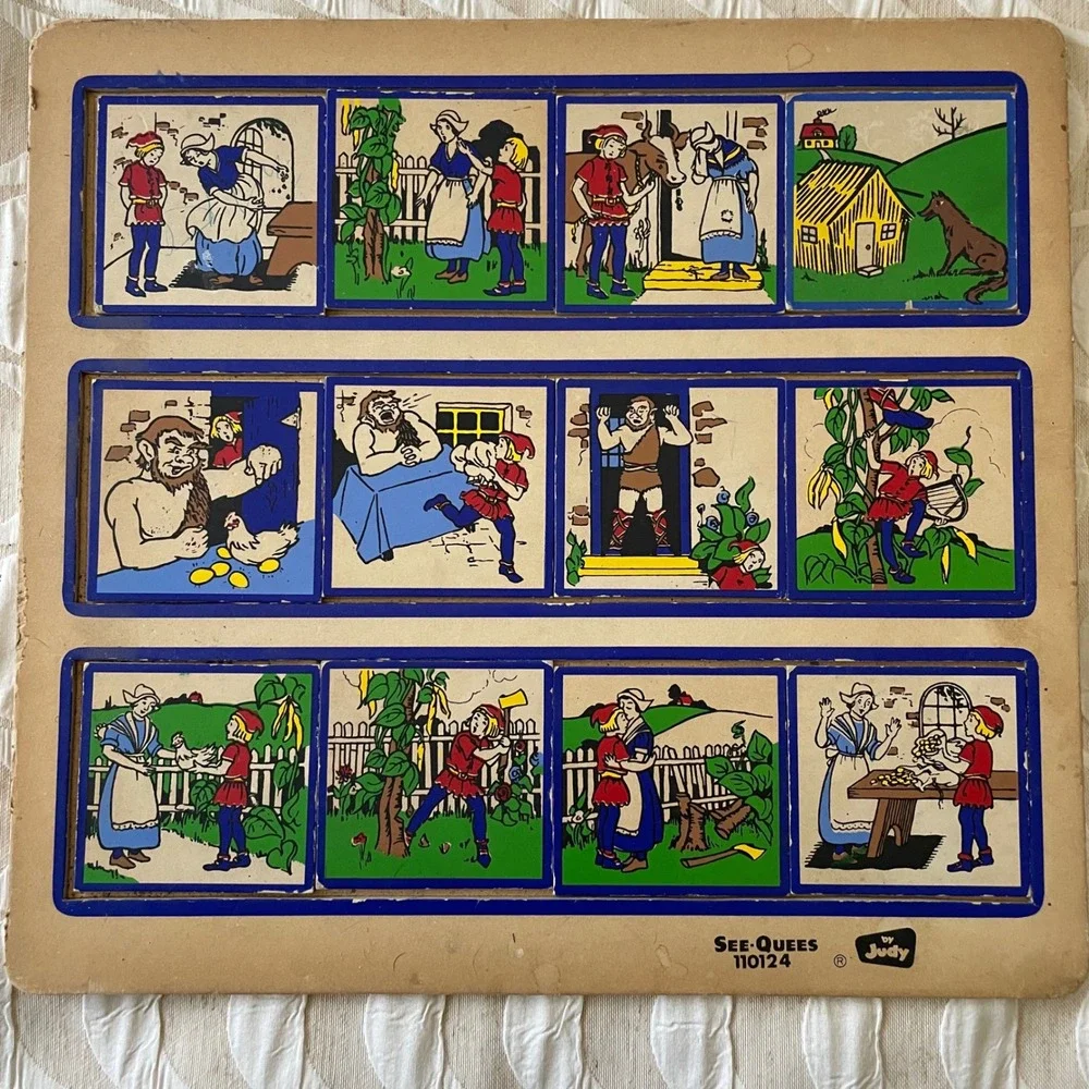 Vintage See-Quees by Judy Jack and the Beanstalk Wooden Sequence Puzzle 110124